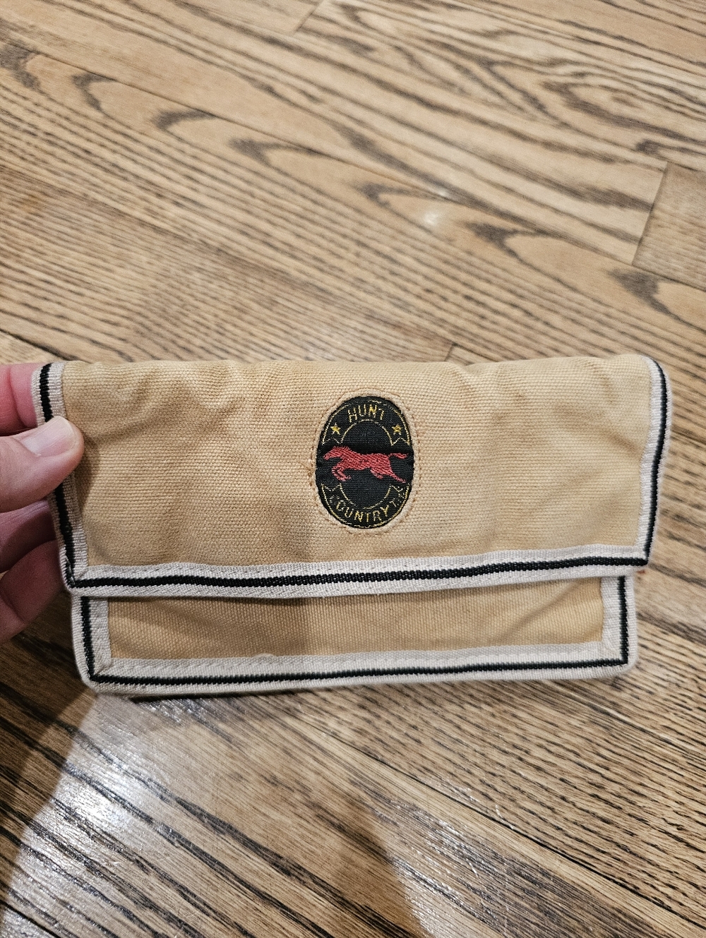 Vintage Hunt Country Canvas Wallet- Tan